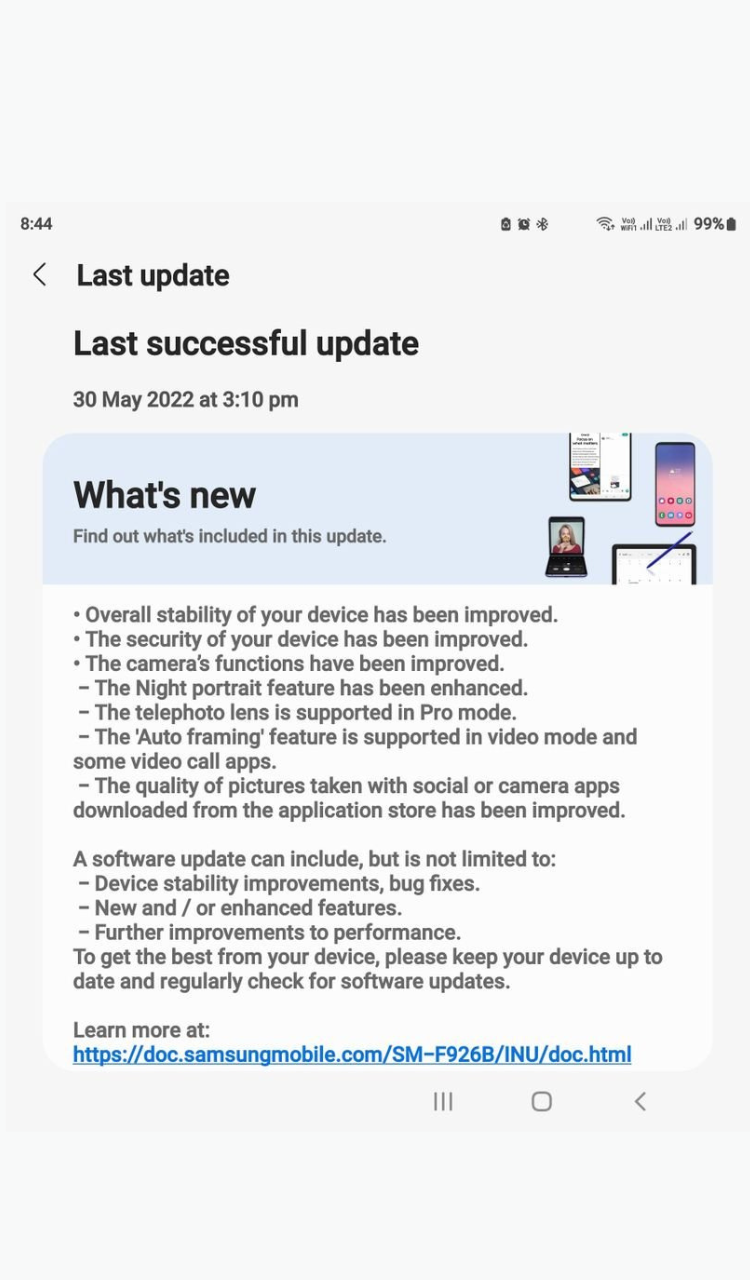 Samsung Galaxy Z Fold 3 May 2022 Update Changelog