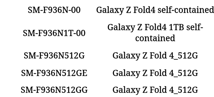 Galaxy Z Fold 4 storage option