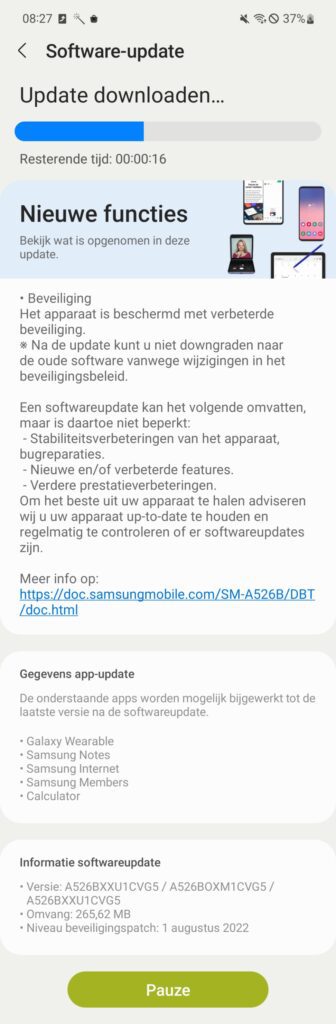 Galaxy A52 5G receiving August 2022 security update