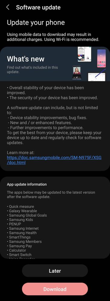 Galaxy Note 10 PLus August 2022 patch South Africa