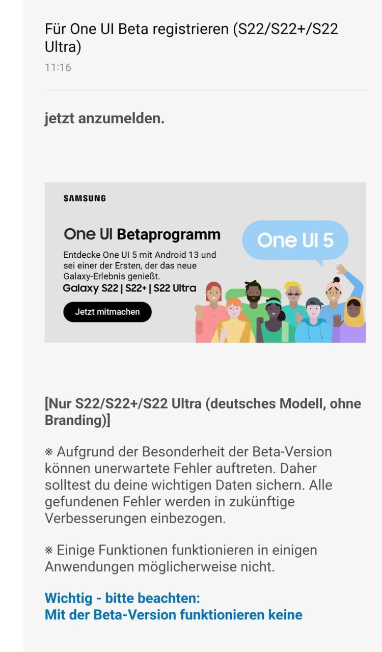 One UI 5 beta program Galaxy S22 series Germany