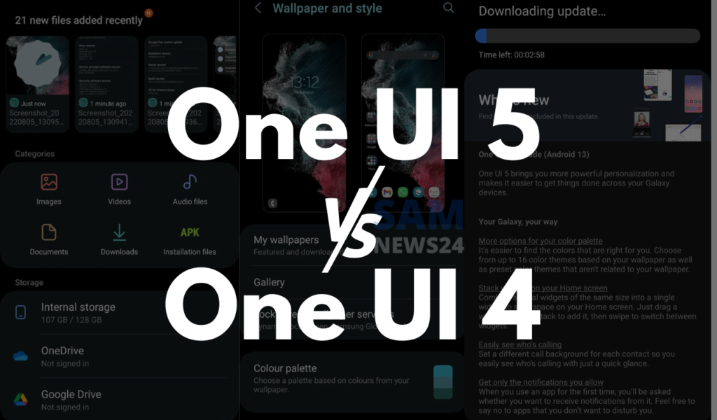One UI 5 vs One UI 4 beta changelog