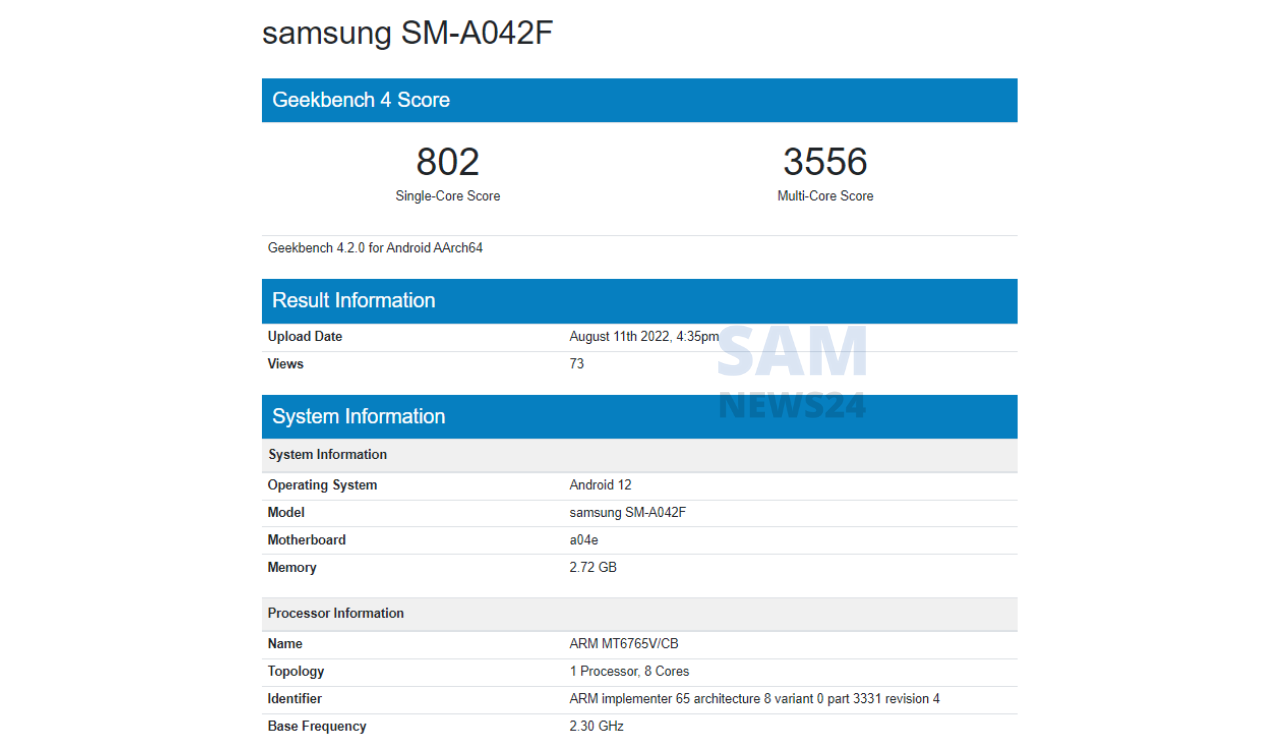 Samsung Galaxy A04 Core Geekbench result (1)