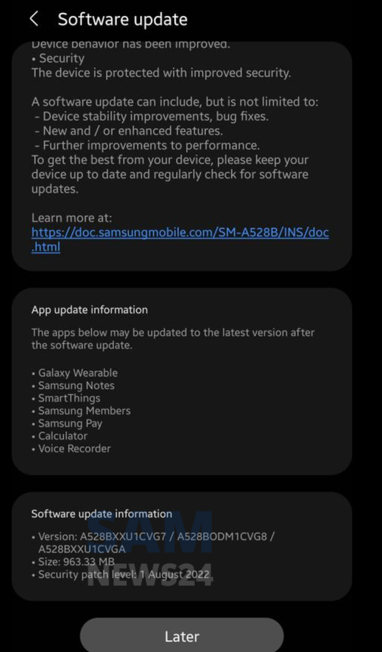 Samsung Galaxy A52s August 2022 Update India