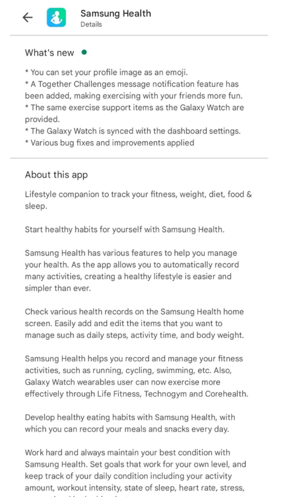 Samsung Health Update August 2022