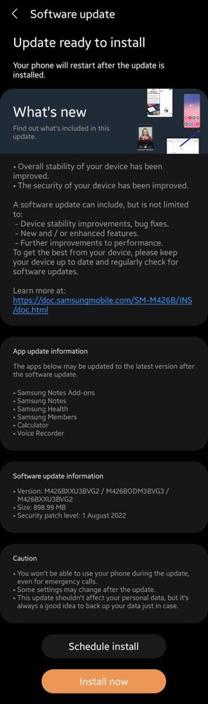 Galaxy M42 5G August 2022 patch India