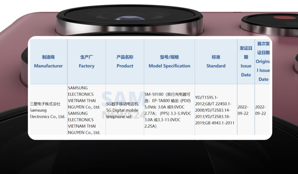 Galaxy S23 Ultra spotted on 3C certification