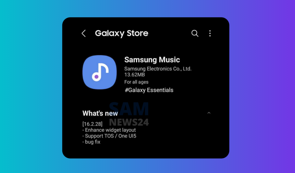 Samsung Music App Android 13 and One UI 5 Support