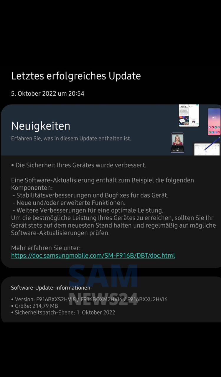 Galaxy Z Fold 2 October 2022 update