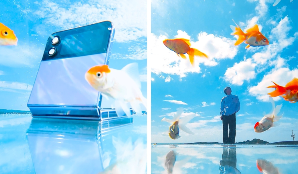 The FlexCam content “Goldfishes Flying in the Sky” made through a collaboration with a Japanese influencer