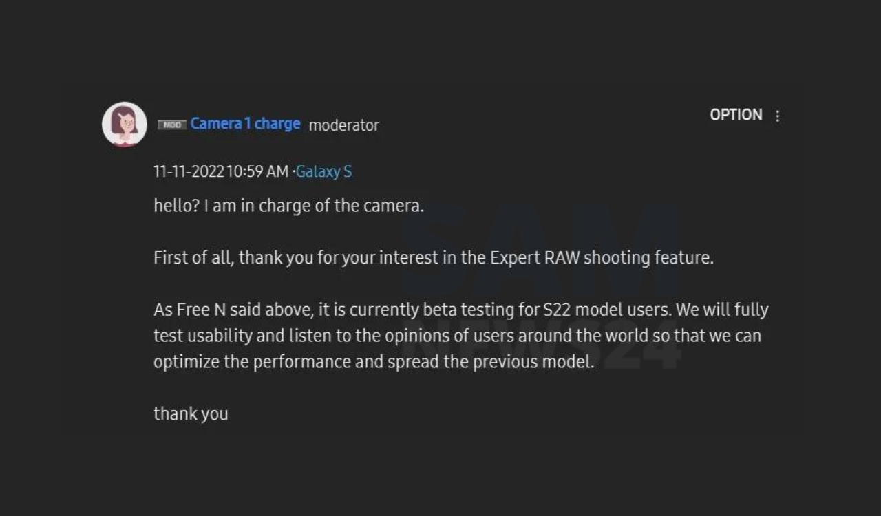 Expert RAW Astro Mode, and Camera Assistant availability info for more devices