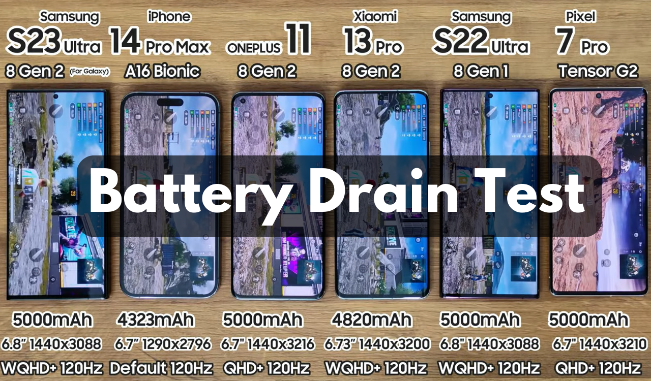 11 hours Battery Drain Test Galaxy S23 Ultra vs others
