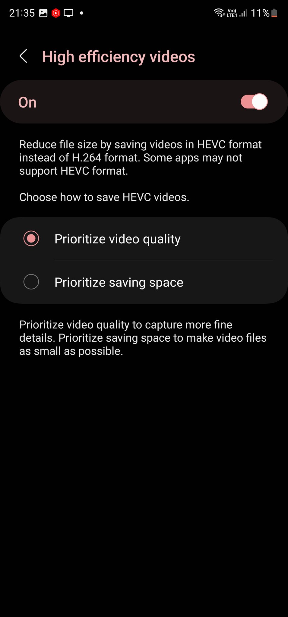 One UI 5.1 advanced video option 1