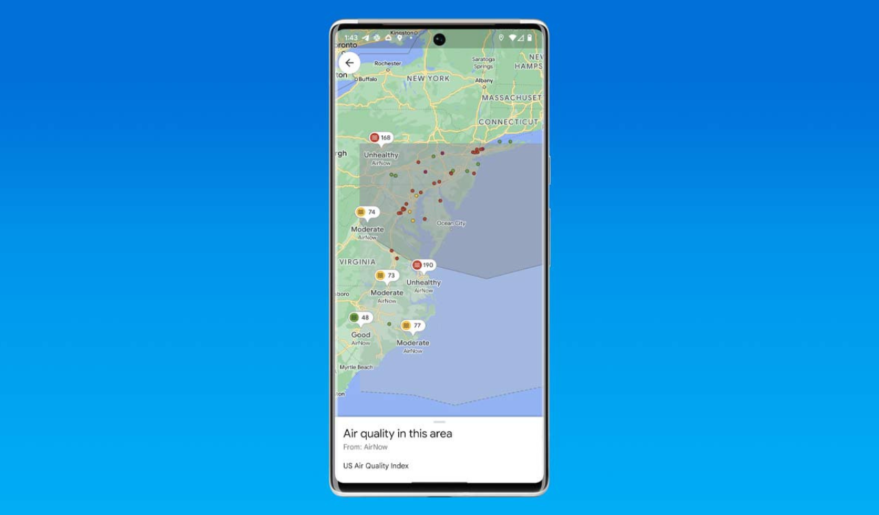Check air quality using Google apps and Search