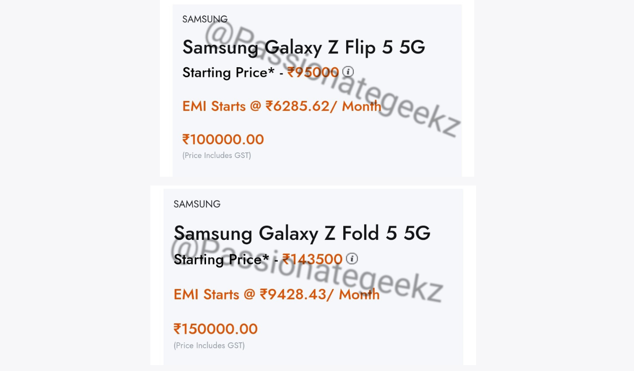 Z Fold 5 and Z Flip 5 India Price